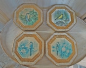 Vintage Italian Florentine Picture Set of Four Florentine Bird Picture Florentine Frame Florentine Plaque