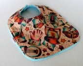 Toddler Bib, Tattoo Bib, Baby Bib, Minky Bib with Snap Closure