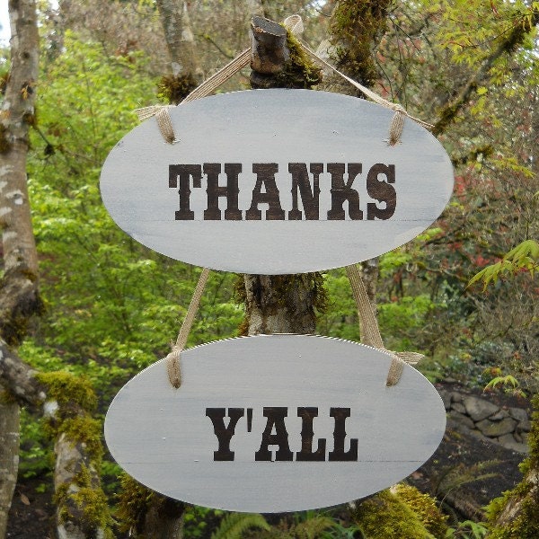 Pair of WEDDING THANK YOU Signs, Country, Barn Wedding Photo Prop, Vintage, Antique, Rustic, Shabby Chic Style
