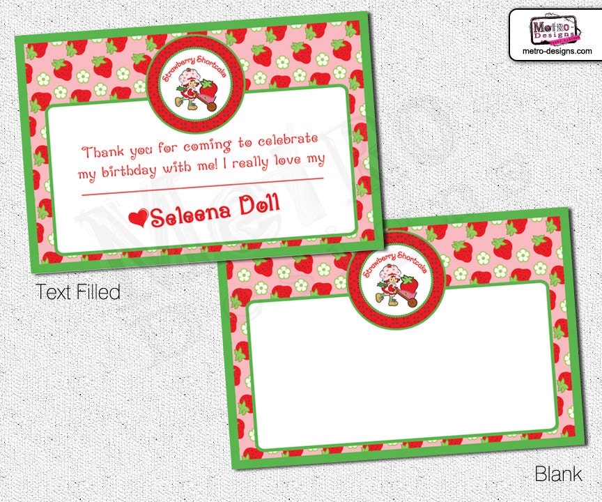 Original Strawberry Shortcake - Thank You Cards Il_570xn