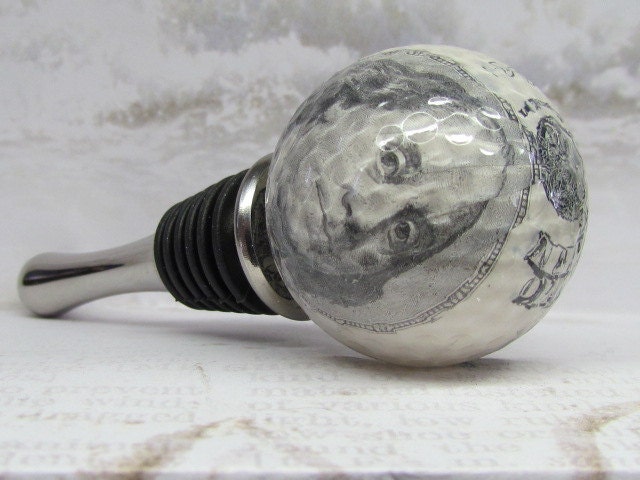 100 Dollar Bill Golf Ball Wine Bottle Stopper