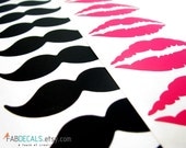 10 Mustaches & 10 Lips Vinyl Decal Kit For Wedding Decoration, Mugs, Cups, Wine Glass, Etc...- ID15