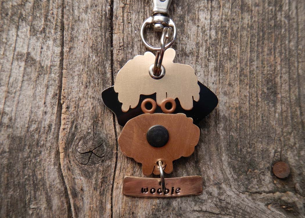 Keychain ID Key Chain Tag Soft Coated Wheaten Terrier Dog Breed Dog Pet Lover Bronze Copper Aluminum Custom Rivets Stamped