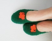 FREE SHiPPiNG Green with  cat   Healthy Booties Kitty Home slippers