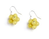 Lemon Jade Cluster Dangle Earrings by Kluster Jewelry. Lemon Yellow Earrings,  Light Green Earrings. Gemstones and 100% Sterling Silver.