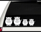 Pig Family Car Decals / Stickers Stick Figure Little Piggy (Set of 4)