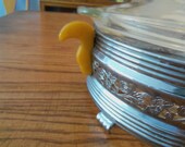 Vintage Glass Pyrex Casserole, Aluminum Server with BakeLite Handles