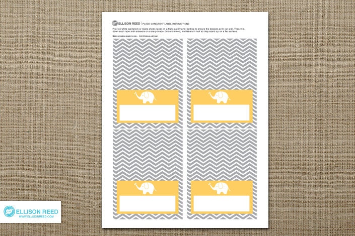 Baby Shower Printable - Elephant Baby Shower - Printable Party - Party Labels - Chevron - Boy - Girl Baby - Sprinkle - yellow - gray Il_170x135