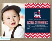 Train Invitation - Chevron Invitation - Train Printable - Choo Choo Train - Boy Birthday - Printable party - First Birthday - 2nd Birthday Il_170x135