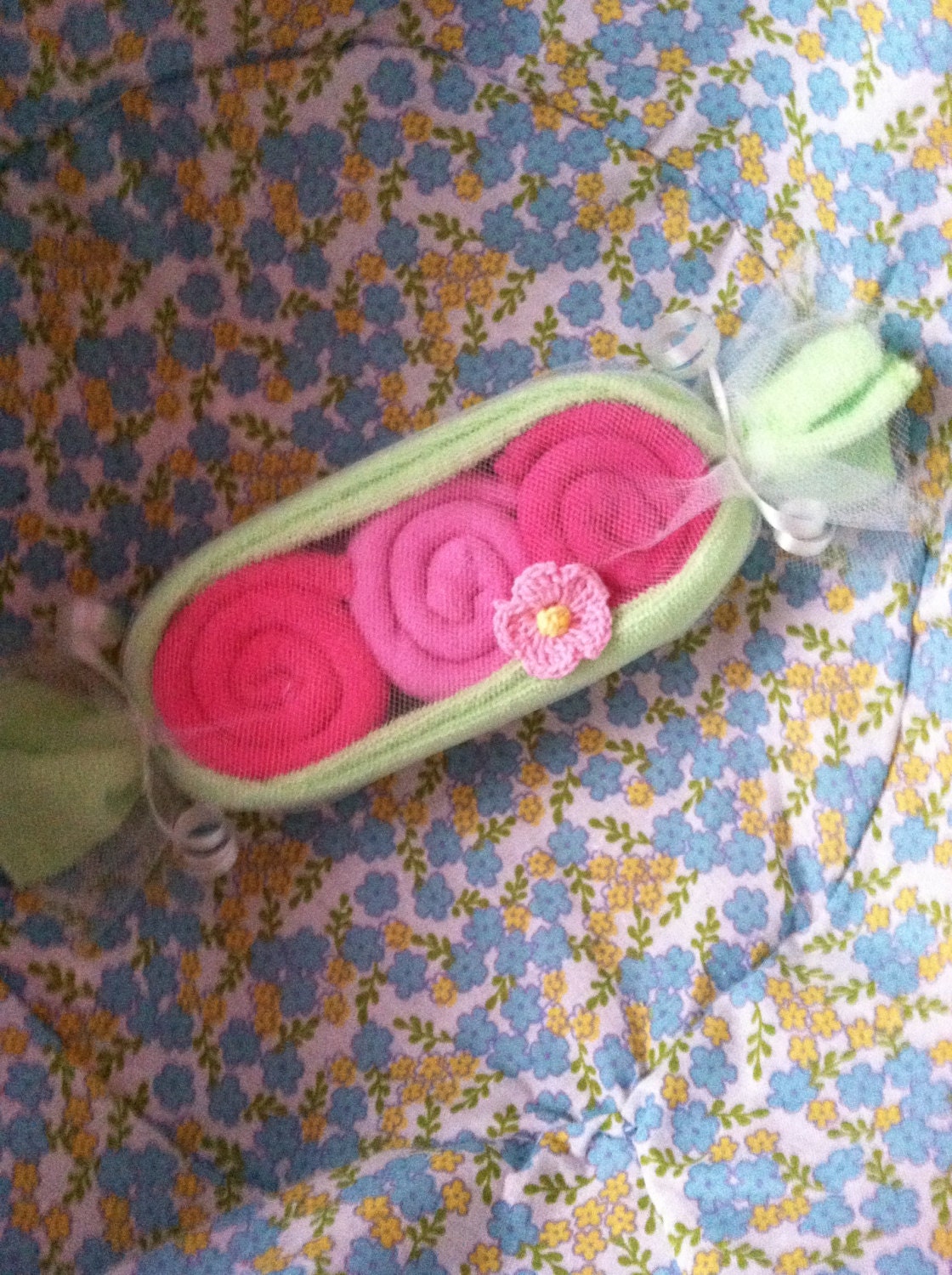 Peapod  Baby Shower Favor Baby Washcloth  Unique Gifts baby stocking stuffers