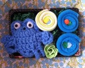 Blue Crab Sushi Baby Shower Gift - Baby Boy - Unique Shower Gift - Crochet Crab