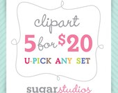 Clipart Bundle - Buy 4 Get One Free, Personal and Commercial Use
