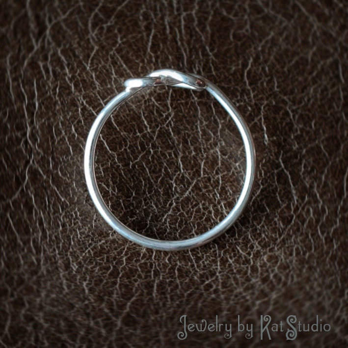 Heart Knot Ring - love knot ring - Infinity Heart ring - Sterling Silver 925 - 16 gauge - gift packaging