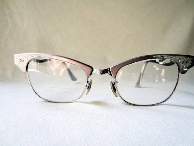 Vintage 1950's Cat Eye Victory Aluminum Gold Filled Eye Glasses