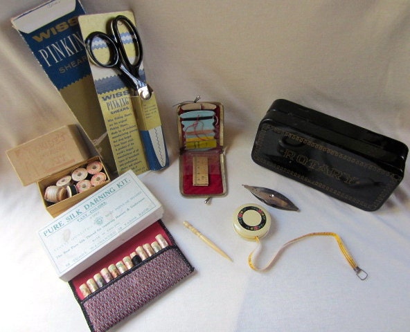 Vintage lot of Assorted Sewing Supplies from 1930s, 1940s & 1950s