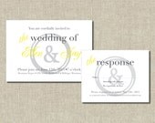 Fun Modern Yellow and Gray Ampersand Printable Wedding Invitation Set -  Customized Colors