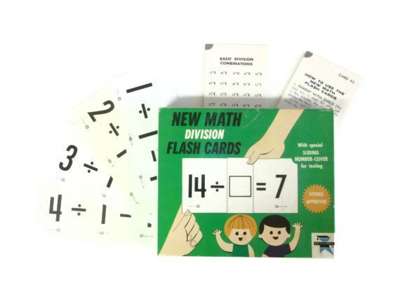 New Math Division Flash Cards, 1966 Copyright, Ed-U-Cards, Math Flashcards, Division Flash Cards, Math Game