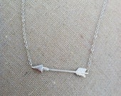 Tiny Arrow Charm Necklace Matte SILVER Cupid's Arrow on Chain Necklace Cupid's Love Arrow Necklace