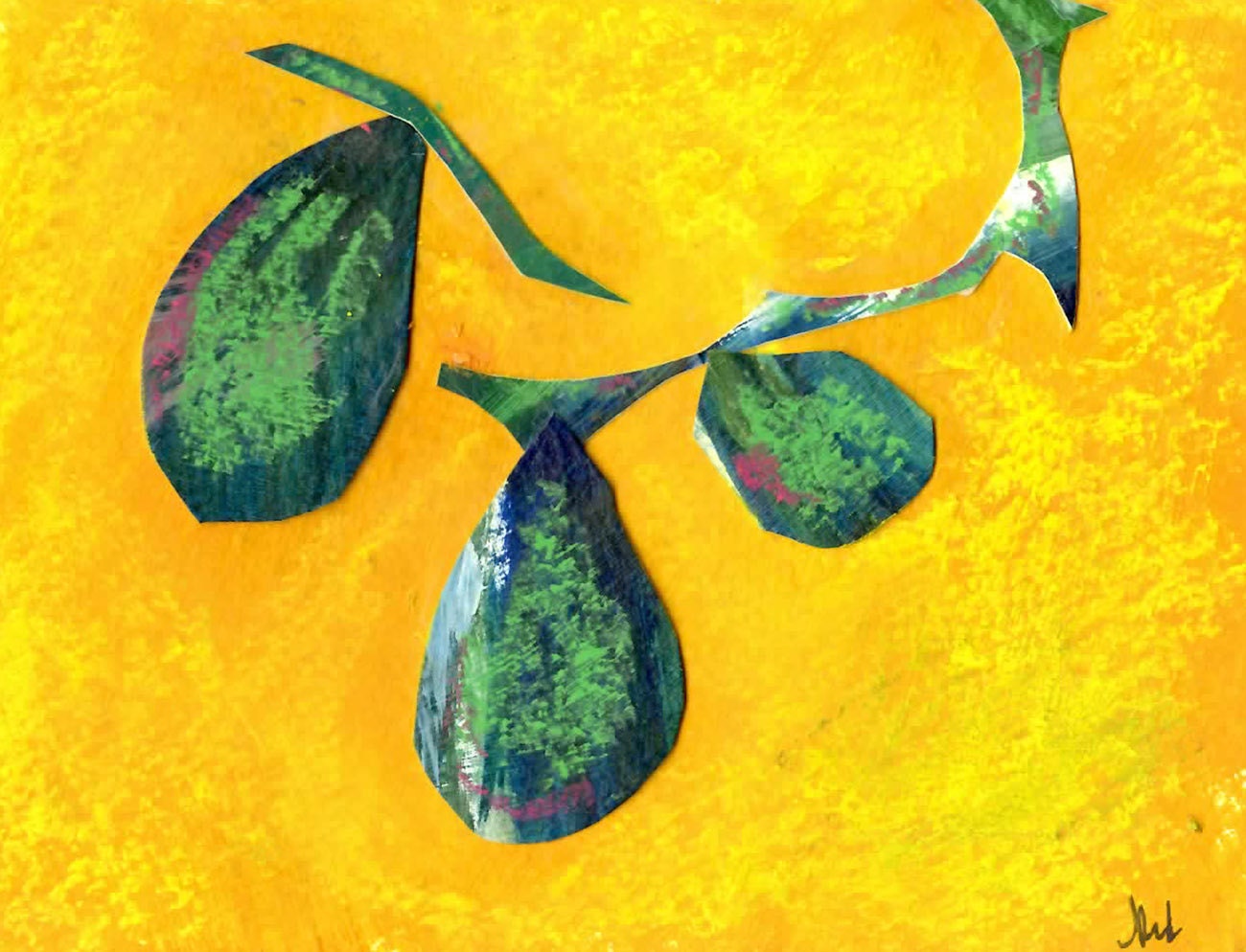 Avocado Card 9 Mixed Media California Fruit Miniature Art Card