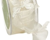 1 YD Ivory Sheer Butterfly Ribbon 1.5 in Wide Scrapbook Card Making Crafting Home Decor