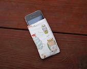 Owl iPhone 4s case, sleeve with teal lining