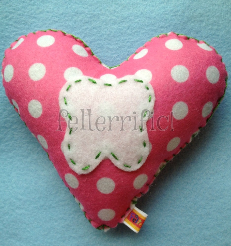 Handmade Heart Shaped Tooth Fairy Pillow