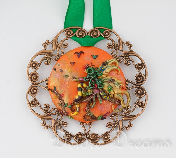 Pagan Autumn Fairy Wood Nymph Art Pendant - Original Wearable Art Jewelry - Unique Cameo Sculpted - Wiccan Autumn Fall Fairy Jewelry