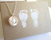 Sterling Bird's Nest Necklace with Freshwater Pearl, Mother to Be, Baby Shower Gift