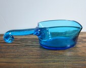 Blue Glass Hand Blown Dish Candy Nuts Planter Floating Candle