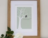 Beautiful Lovebirds in tree print with quote