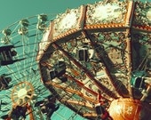 Carnival photography, carousel Photography, ferris wheel photography, Nursery art, Nursery Decor, nursery prints, turquoise, print