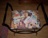 Vintage Vanity Seat With Rare Old Hollywood Actors & Actresses Fabric