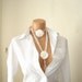 Two piece Crochet ring whit pearl, bracelet, necklace, unique design, white ring.