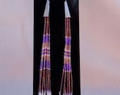 Long Strand Beaded Earrings with Dentalium - Native American Style