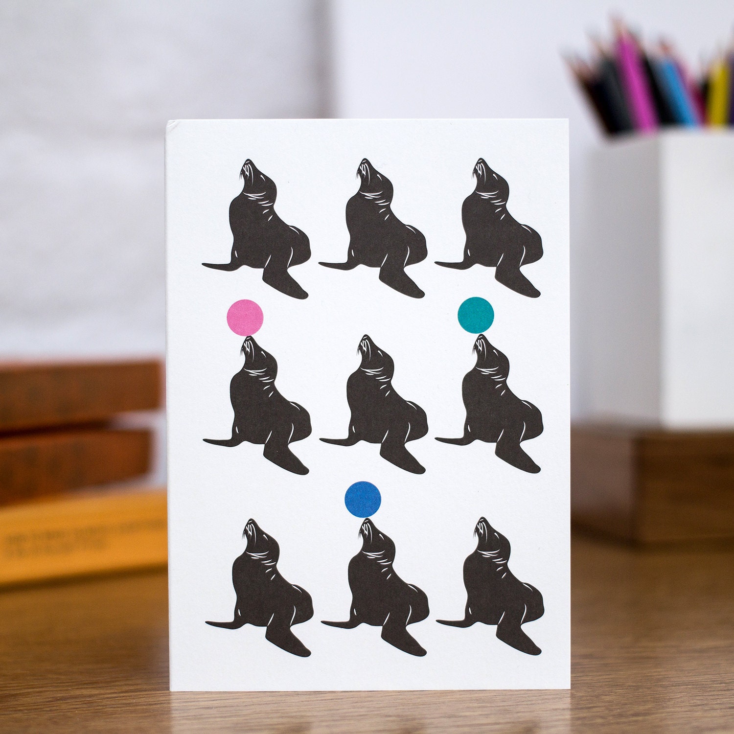 Sea Lions at Play Blank Greetings Card
