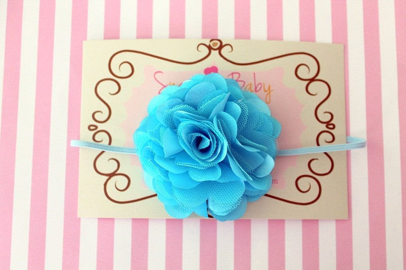 aqua baby headband...newborn headband..baby girl headband....photography prop