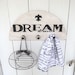 Coat Rack Wall Hanging Storage Solution Black and White Ceramic Knobs Hand Painted Dream Big