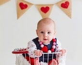 Hearts burlap banner - Red hearts burlap banner- wedding garland