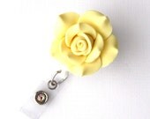 Yellow Rose - Retractable Badge Reel - Flower Badge Holders - Designer ID Reel - Nurse Gifts - Pretty Name Badge Clips - BadgeBlooms