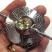 Vintage Green Mizpah Celtic Pin, Rhinestone, Kilt Brooch, Anniversary, Wedding, Eternal Love