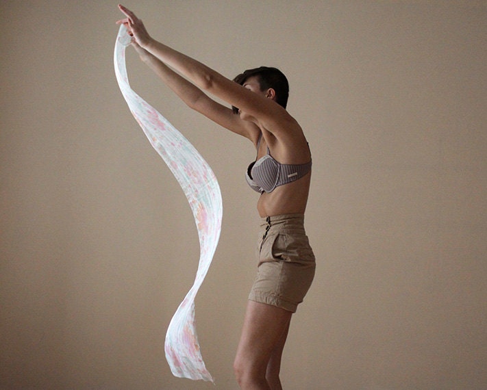 Silk scarf in floral pastels