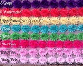 10 Yards Shabby Chiffon Flowers YOU PICK any 20 colors in 1/2 yard pieces beautiful rosettes wholesale baby headband supply pink black white