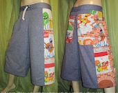 Sesame Street Festival Shorts - Secret Stash Pocket - One of a Kind - Ready to Ship Now - S/M/L - Mens Patchwork Shorts - Unisex Design