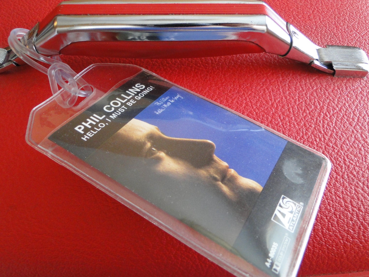 Phil Collins - Hello I Must Be Going - Upcycled Cassette Tape - Luggage, Back Pack, Musical Instrument Case or Bag Tag