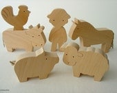 Farm Animal Set - Waldorf wooden toys - Farm animals and boy
