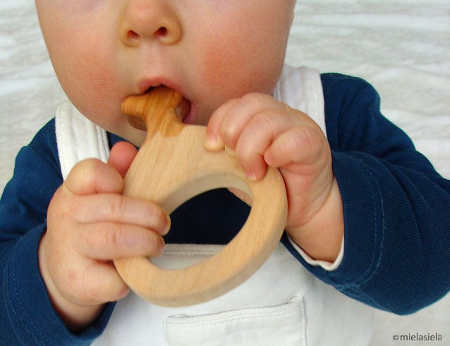 Wooden Teether - First toy - Natural Wooden Toy - Safe Infant Toy - Eco-Friendly