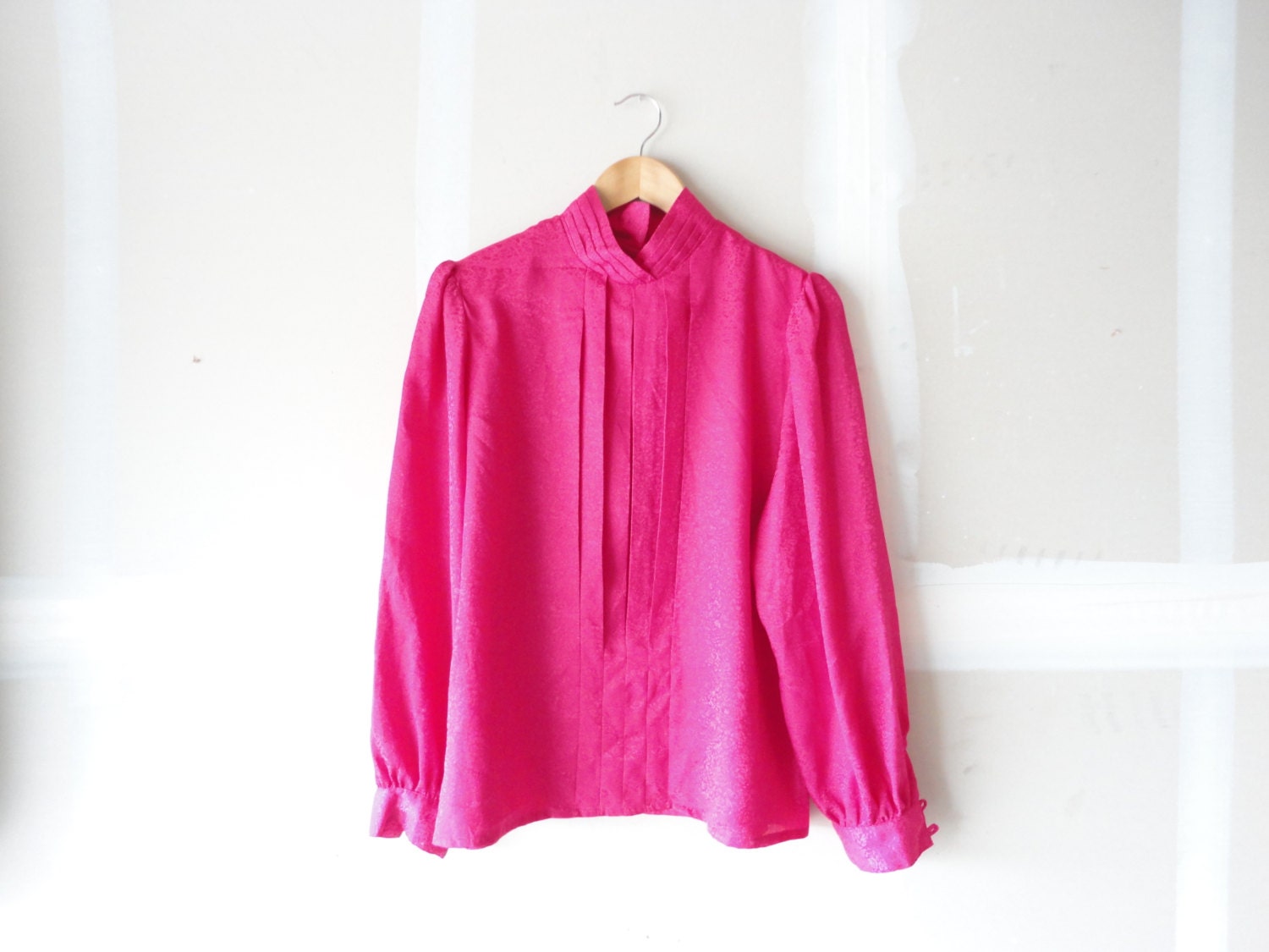 80s blouse, pink blouse, high collar blouse