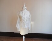 white blouse,  high collar blouse, boho blouse, ruffled blouse, high collar blouse