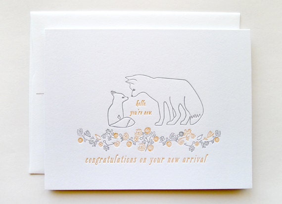 Letterpress Baby Congratulations - Single Card