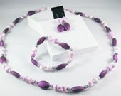 3 Piece Jewerly Set in Purple and White